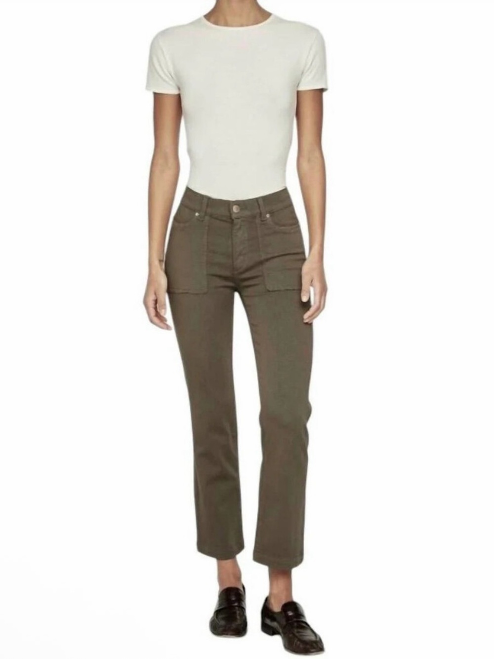 DL1961 Mara Straight Mid Rise Instasculpt Ankle in Dark Catskills Green Size 29